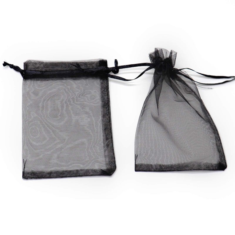Bezall 50Pcs Black Organza Bags 3x4 inch, Small Mesh Gift Bags Drawstring Jewelry Bag Halloween Party Favor Wedding Candy Pouches - Image 2